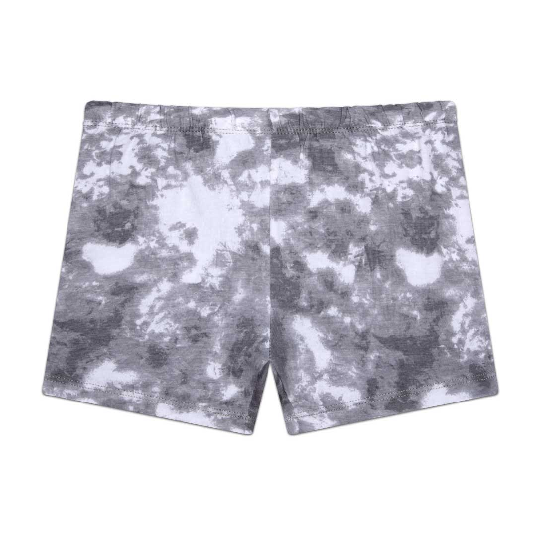René Rofé Cotton Spandex Girl's Play Shorts - 4 Pack in Blue, Black and White Tie-dye pattern 