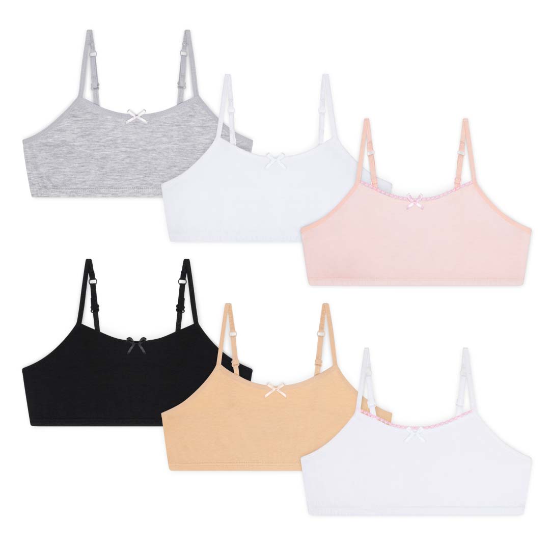 René Rofé Cotton Spandex Training Bras (6 Pack) in Black, White, Grey, Nude and Pink pattern