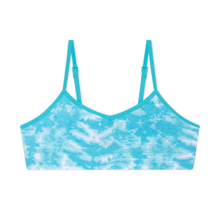 René Rofé Cotton Spandex Unpadded Training Bras - 6 Pack in Blue Tie-dye with Pink, Grey, Nude and White pattern