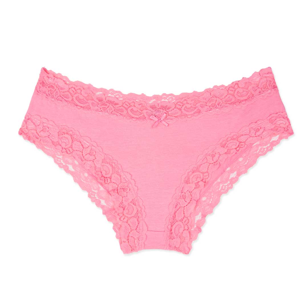 René Rofé Cotton with Lace Hipster in Taffy Pink
