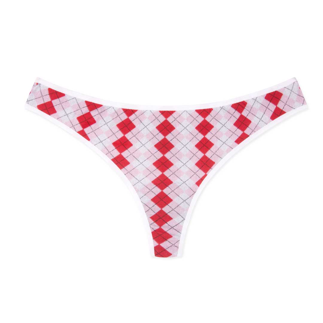 Everyday Basic Cotton Thong in Checkered Red and White by René Rofé