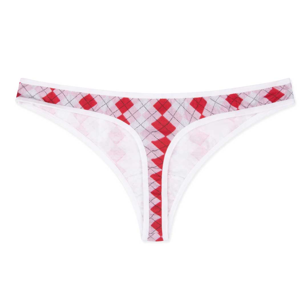 Everyday Basic Cotton Thong in Checkered Red and White by René Rofé