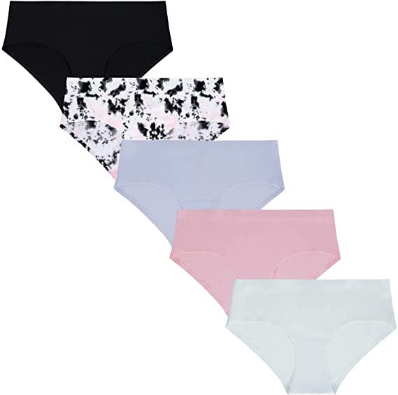 Shop the René Rofé 5 Pack No Show Hipster Panties Set in Black, Pink Tie Dye, Light Blue, Pink and Mint Colors