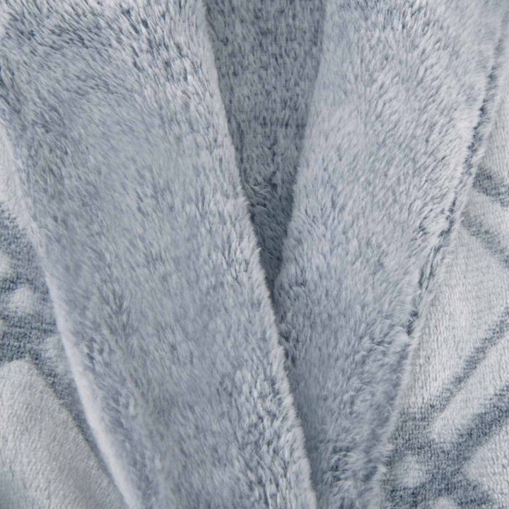 René Rofé Close up of the Fleece Robe Set in Checkered Blue Grey