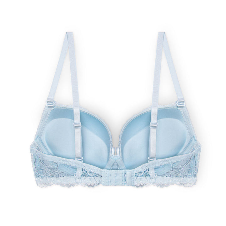 René Rofé Floral Lace Double Push Up Bra - 3 Pack with Blue, Grey and Beige bras