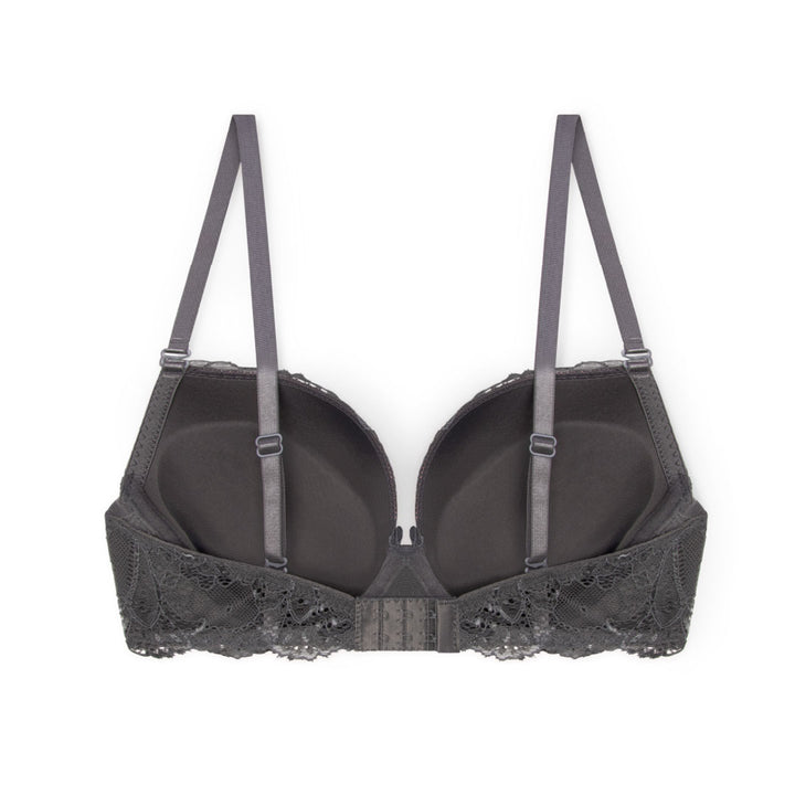 René Rofé Floral Lace Double Push Up Bra - 3 Pack with Blue, Grey and Beige bras