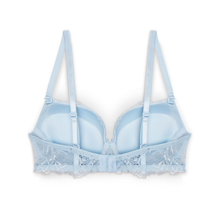 René Rofé Floral Lace Double Push Up Bra - 3 Pack with Ivory, Blue and Pink bras