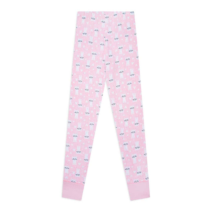 Cats patterned pants as a part of the René Rofé Girls Cotton Snug Fit Pajama Pant and Short Set