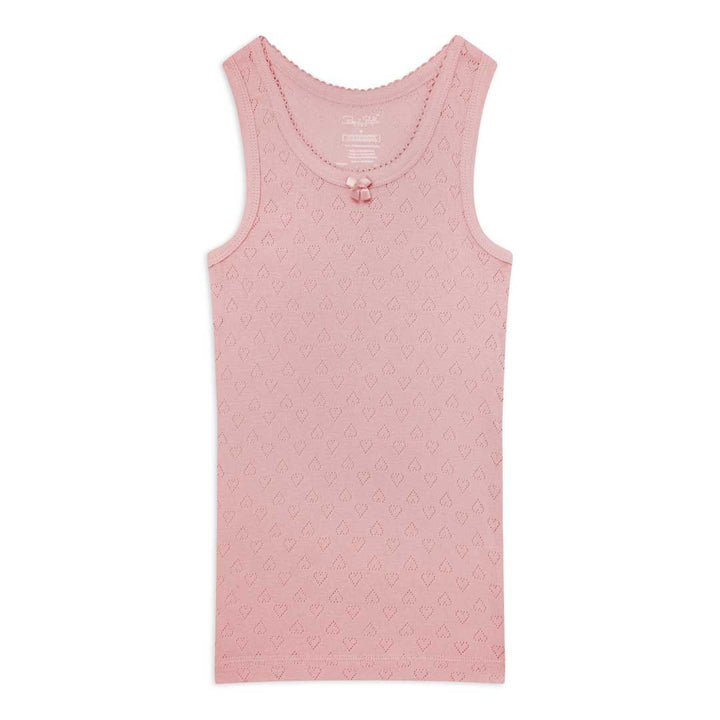 Hearts patterned tank top as a part of the René Rofé Girls Cotton Snug Fit Pajama Pant and Short Set