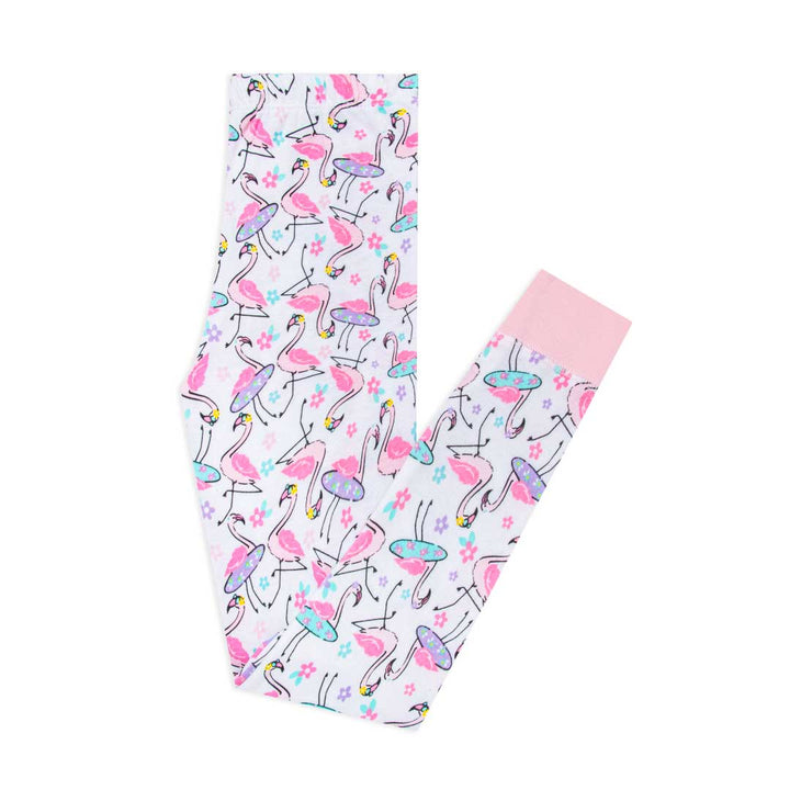 Flamingos patterned Pajama Pant as part of the René Rofé Girls Snug Fit Cotton Pajama Pant and Short Set