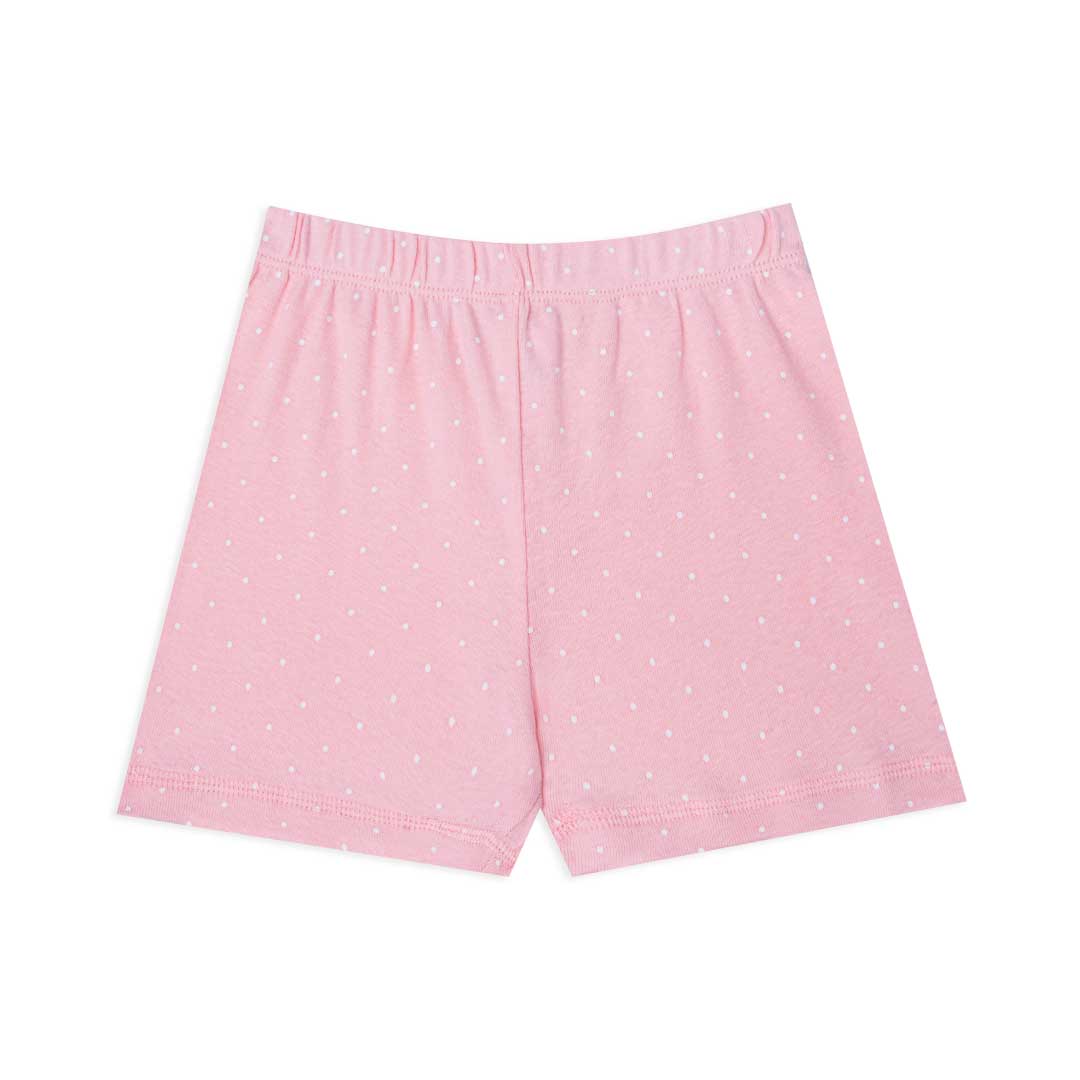 Pink dots patterned Pajama Shorts as part of the René Rofé Girls Snug Fit Cotton Pajama Pant and Short Set