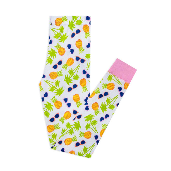 Pineapple patterned pants as part of the René Rofé Girls Snug Fit Cotton Pajama Pant and Short Set