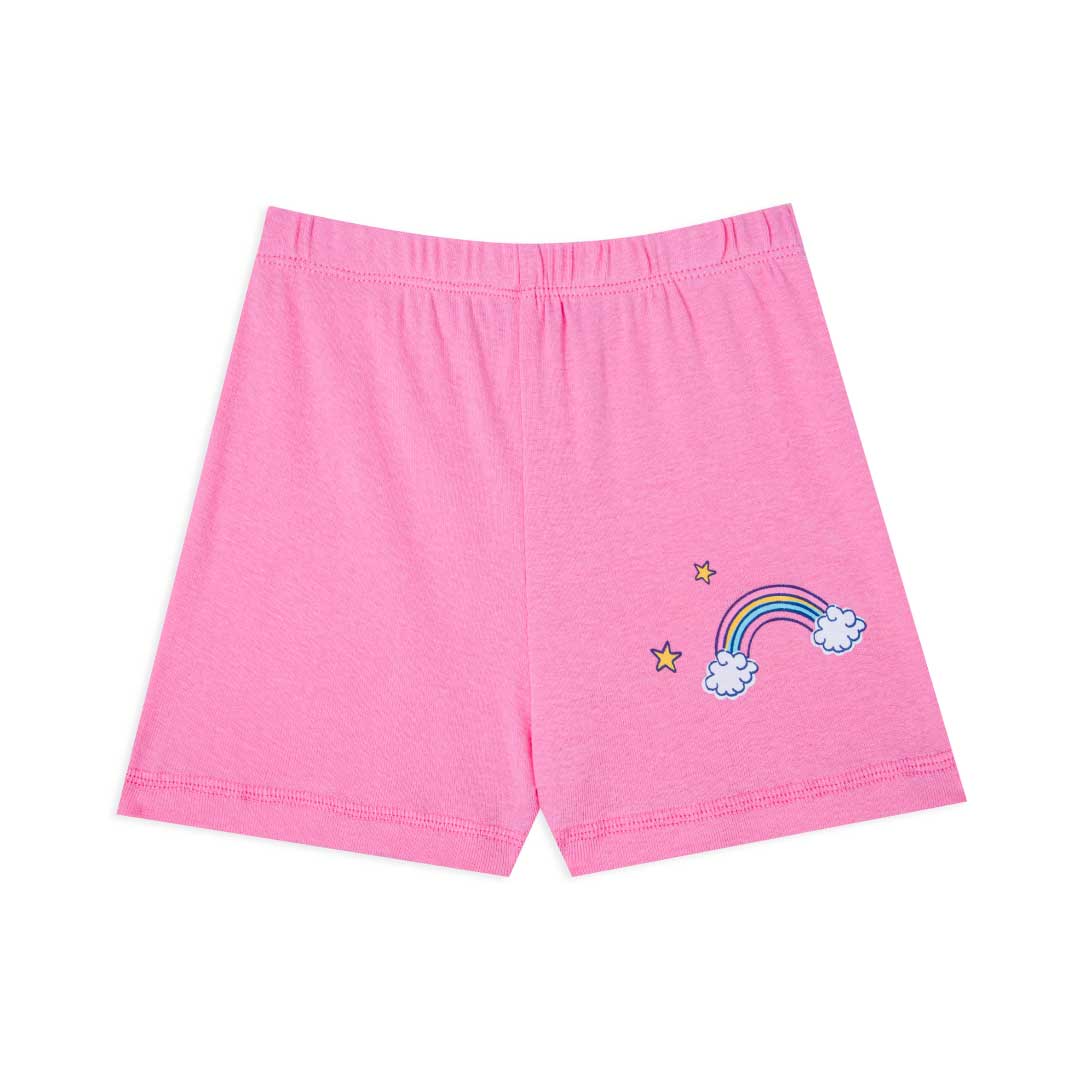 Rainbow printed shorts as part of the René Rofé Girls Snug Fit Cotton Pajama Pant and Short Set