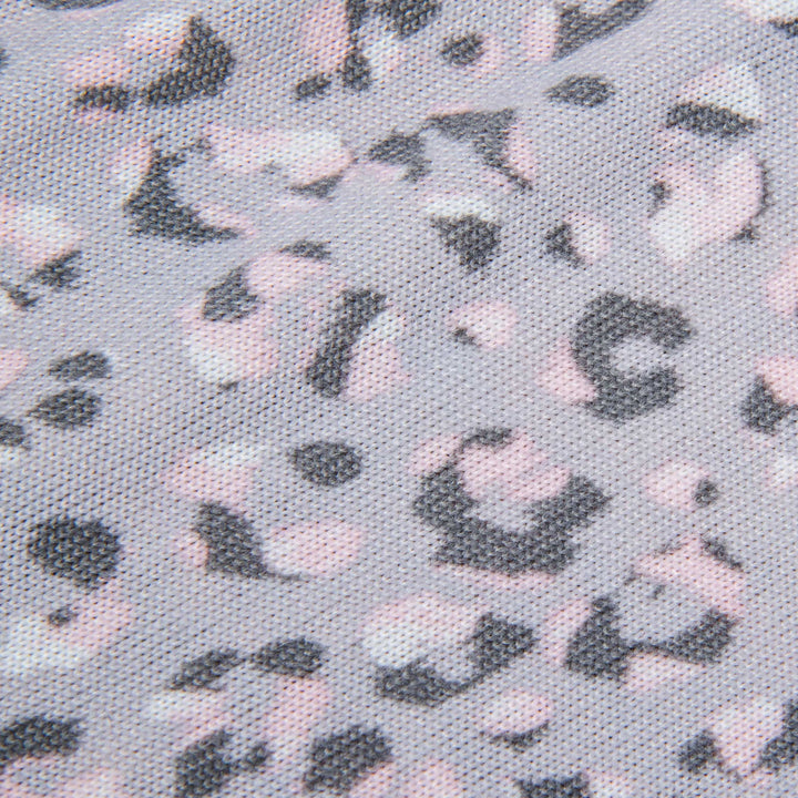 Grey Pink Cheetah printed Hacci Pajama Pants close up view