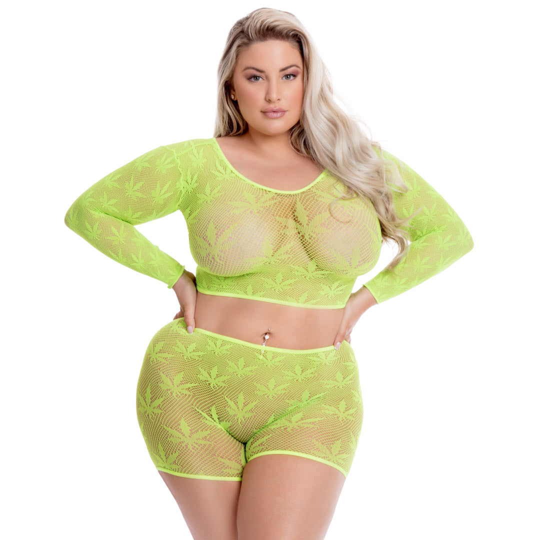 Leaf it To Me Short Set in Green by René Rofé