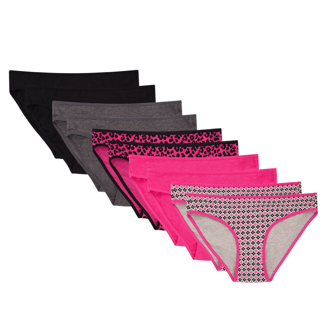 Cotton Bikini Underwear (3-Pack) (Small, Navy, Polka Dot, Pink)
