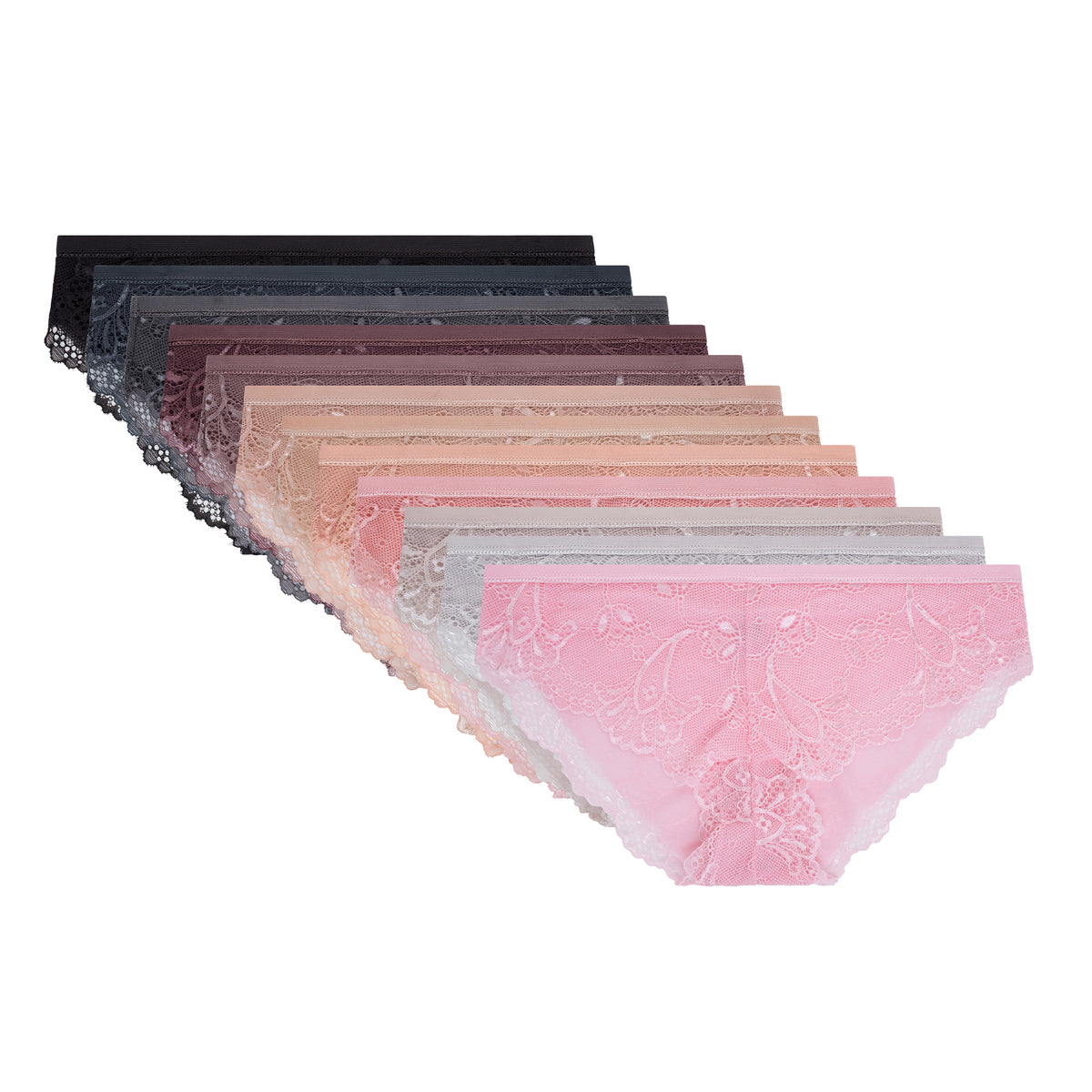 René Rofé Rene Rofe Lingerie Womens 12 Pack Sexy Lace Back Bikini