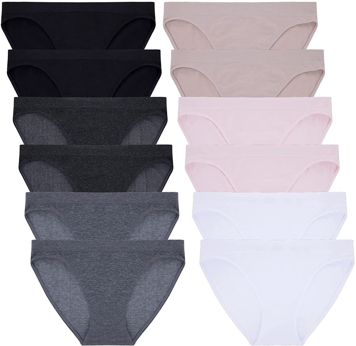 René Rofé Rene Rofe Lingerie Womens 12 Pack Basic Soft Mid Rise Bikini Panties