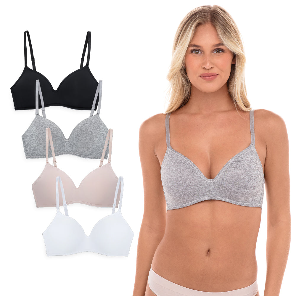 René Rofé Rene Rofe Lingerie Womens 4 Pack Soft Foam Wireless Wirefree T Shirt Bra