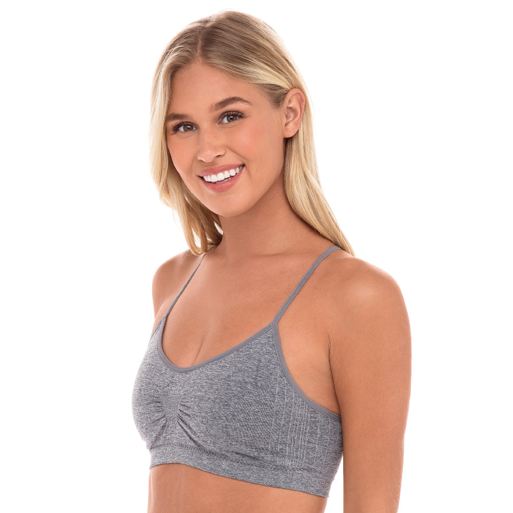 René Rofé Rene Rofe Lingerie Womens 6 Pack Seamless Light Support Sports Bra Yoga Top With Removable Pads