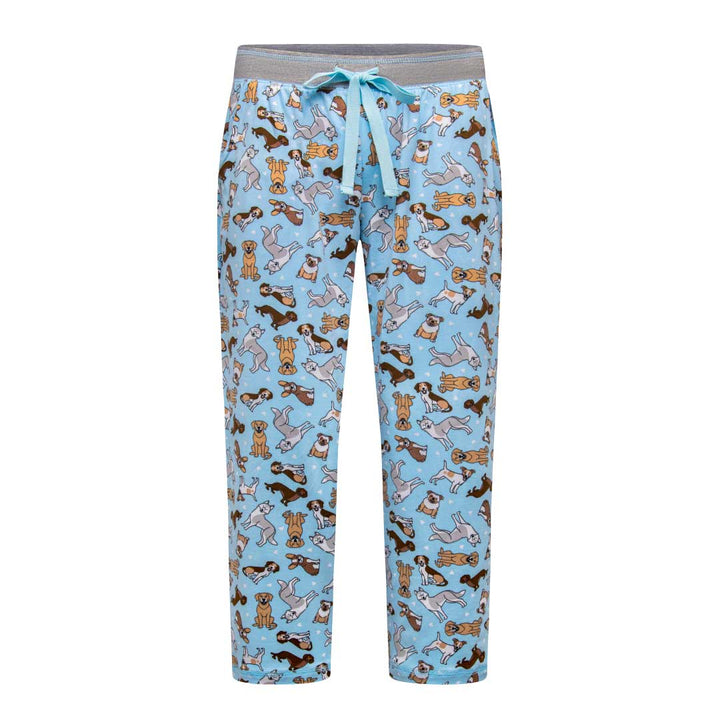 Blue Dogs patterned pants as part of the René Rofé Love To Sleep Capri Set
