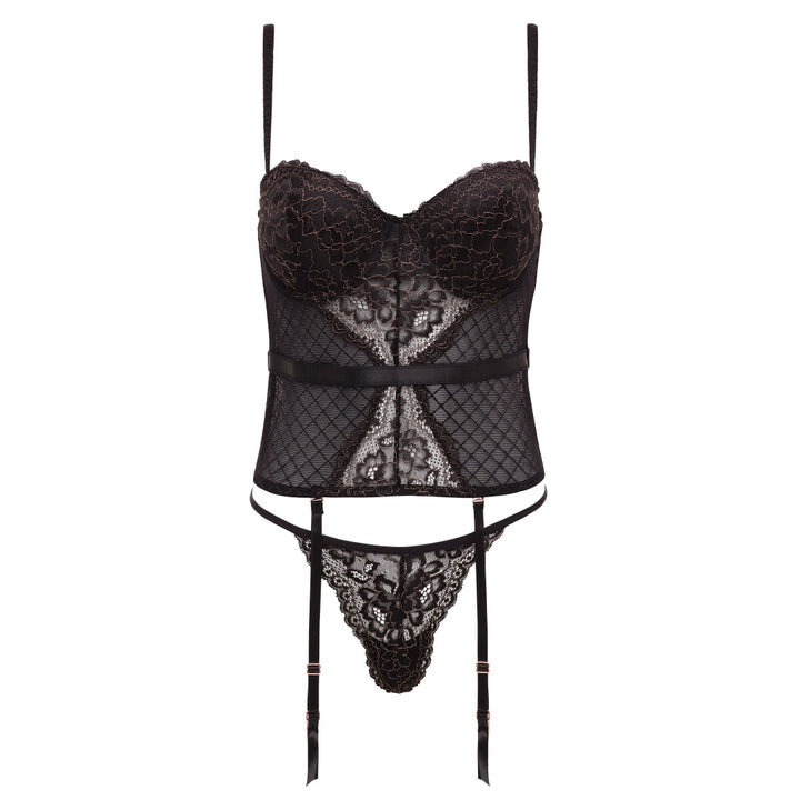 René Rofé Rene Rofe Lingerie Lurex Lace Bustier With G String Set