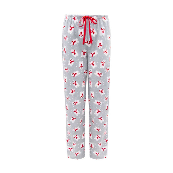 Grey Polar Bear pants as a part of the René Rofé Women's Microfleece Button-Up Pajama Gift Set with Notch Collar set