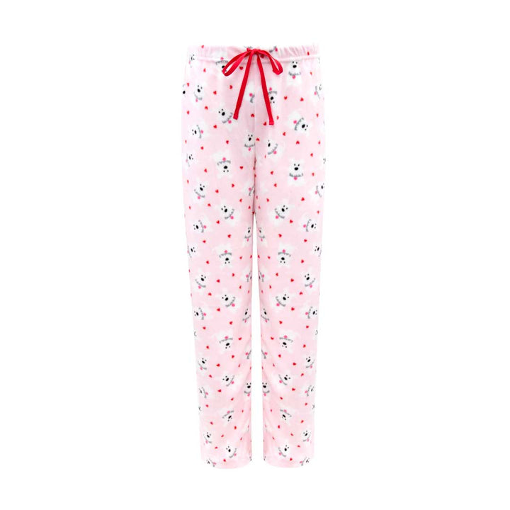 Pink Polar Bear pants as a part of the René Rofé Women's Microfleece Button-Up Pajama Gift Set with Notch Collar set