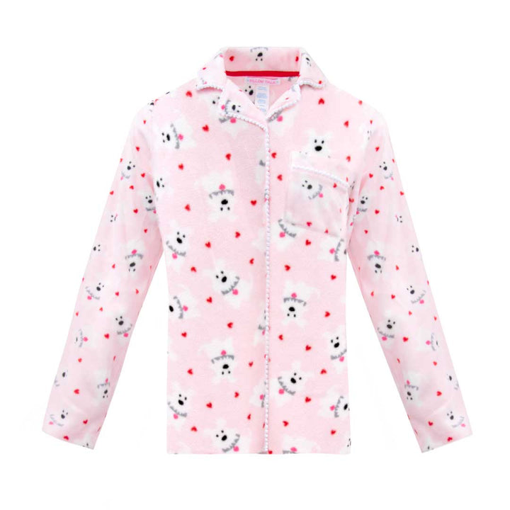 René Rofé Womens Microfleece Button Up Pajama Gift Set With Notch Collar