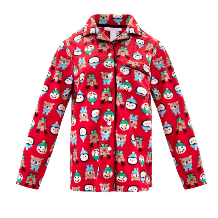 René Rofé Womens Microfleece Button Up Pajama Gift Set With Notch Collar