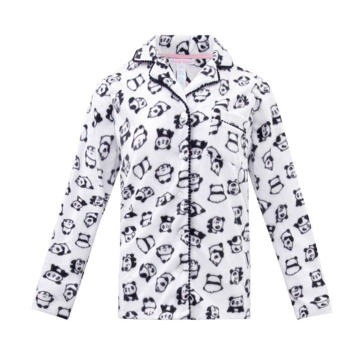 René Rofé Womens Microfleece Button Up Pajama Gift Set With Notch Collar