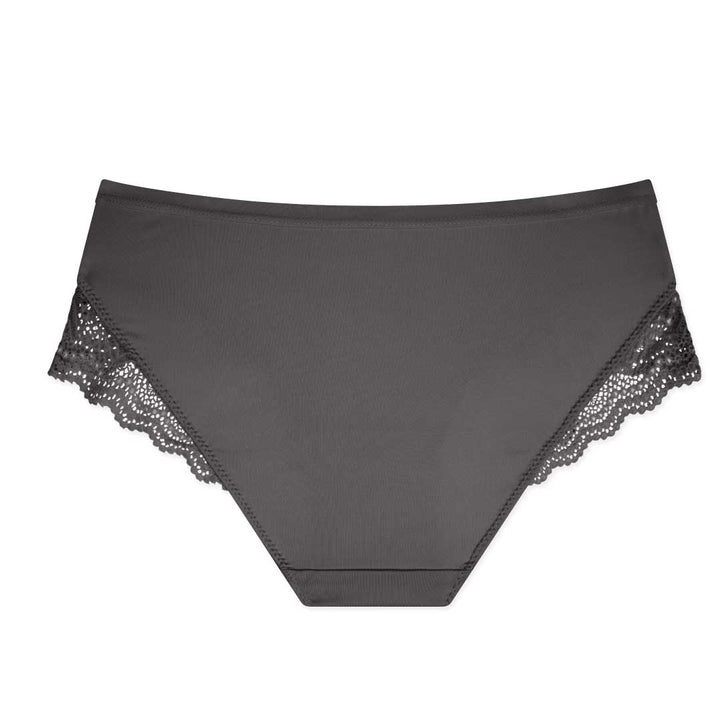 René Rofé Neo Du Jour Laser Cut Hipster with Lace in Lead Grey