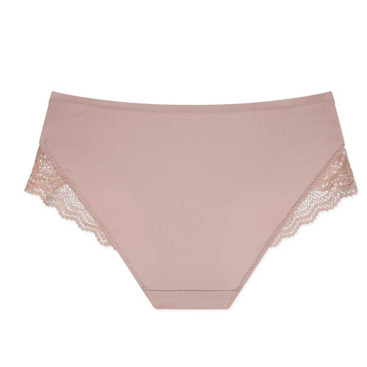 René Rofé Neo Du Jour Laser Cut Hipster with Lace in Warm Taupe