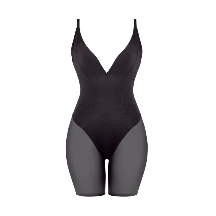 René Rofé Open Bust Shapewear Bodysuit Black