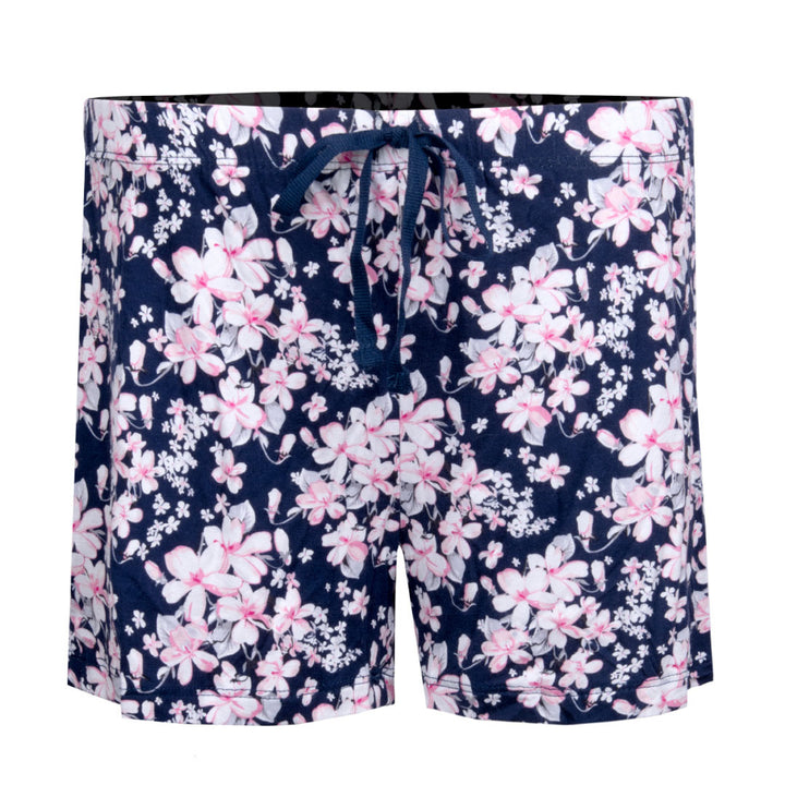 René Rofé Pillow Talk Pajama Shorts - 4 Pack in Black and Blue with Pink Floral