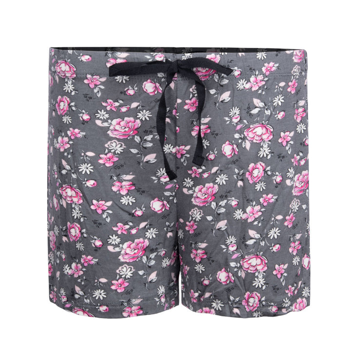 René Rofé Pillow Talk Pajama Shorts - 4 Pack in Black and Blue with Pink Floral