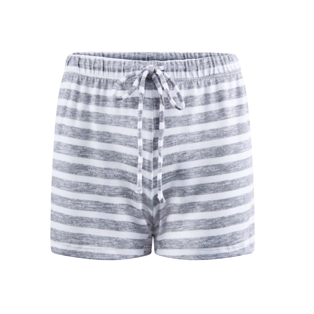 René Rofé Pillow Talk Pajama Shorts - 4 Pack in Black, Grey Stripes and Leopard Print 
