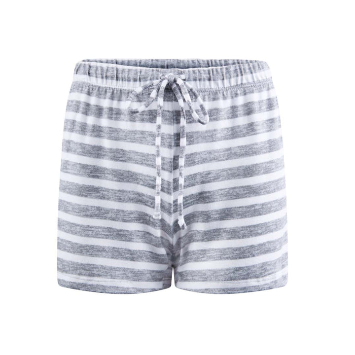 René Rofé Pillow Talk Pajama Shorts - 4 Pack in Black, Grey Stripes and Leopard Print 