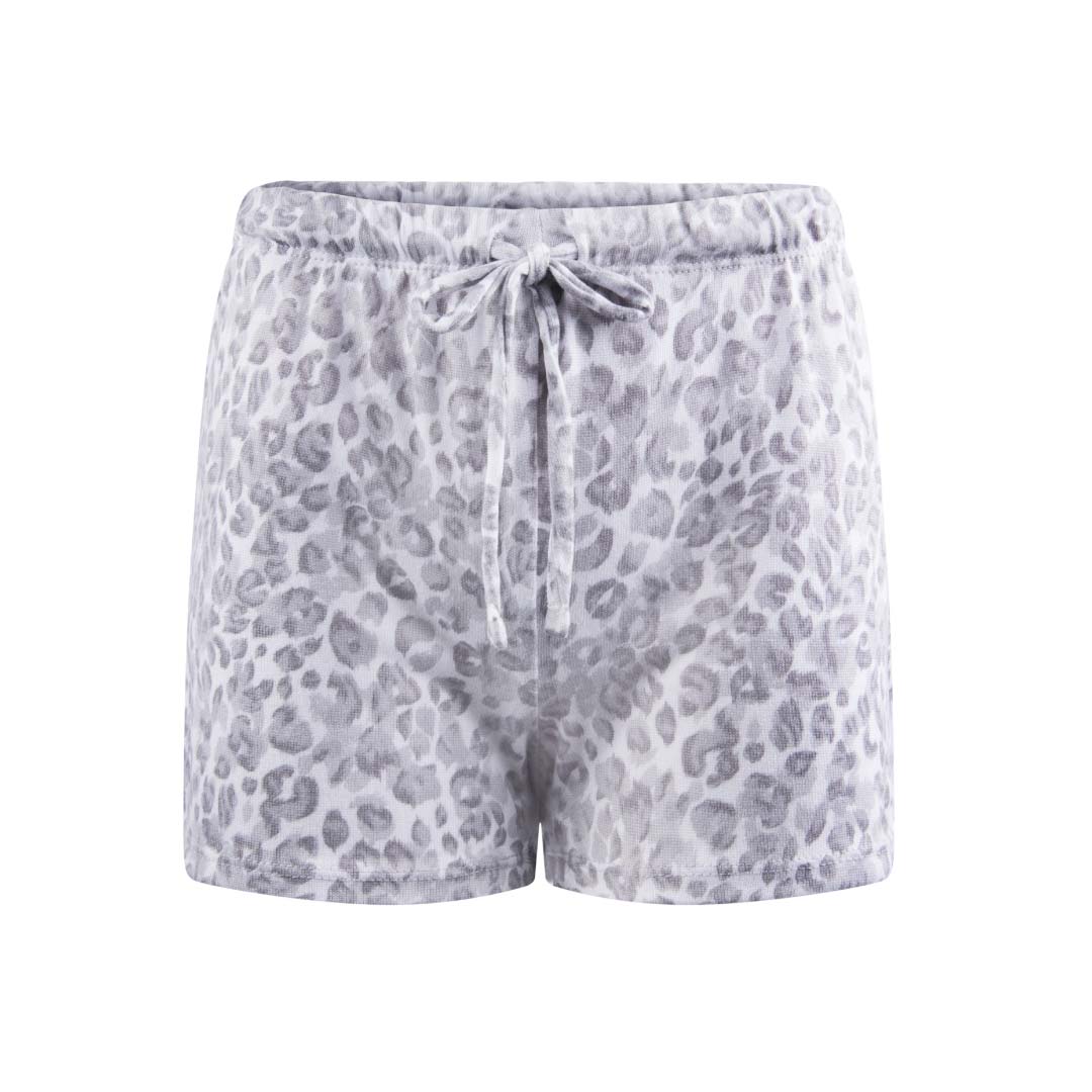 René Rofé Pillow Talk Pajama Shorts - 4 Pack in Black, Grey Stripes and Leopard Print 