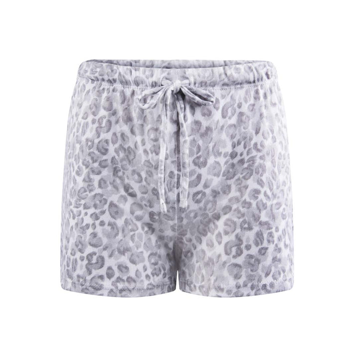 René Rofé Pillow Talk Pajama Shorts - 4 Pack in Black, Grey Stripes and Leopard Print 
