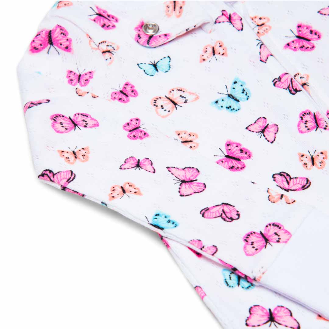 Pointelle Blanket Sleeper for Kids (Infant Girls) in butterflies pattern by René Rofé