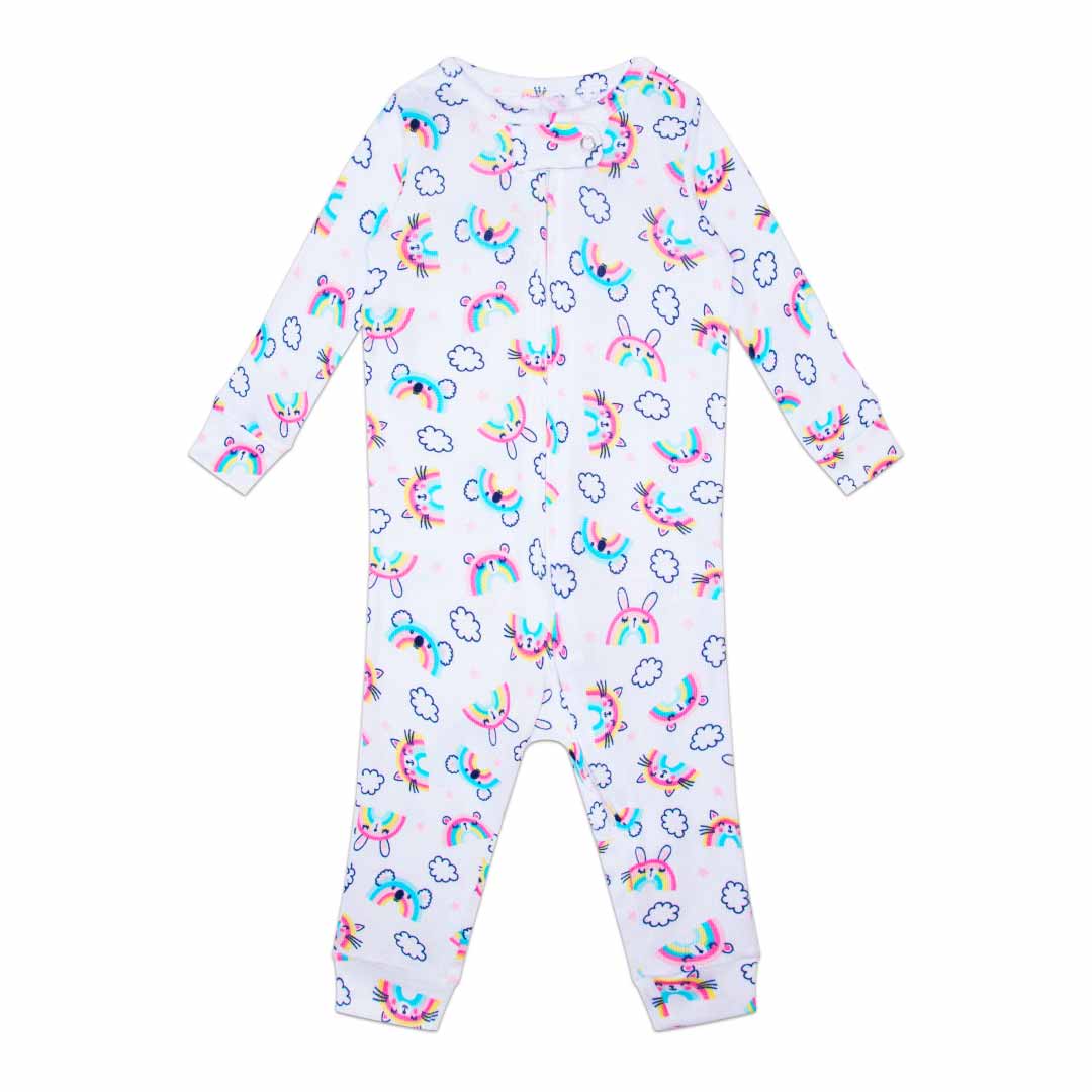 Pointelle Blanket Sleeper for Kids (Infant Girls) in clouds and rainbows pattern by René Rofé