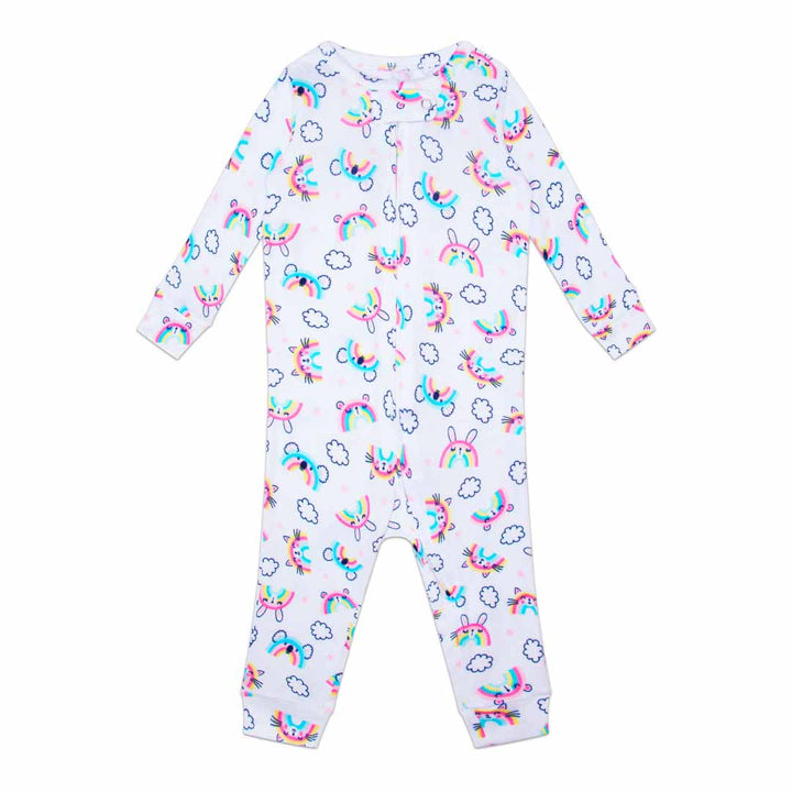 Pointelle Blanket Sleeper for Kids (Infant Girls) in clouds and rainbows pattern by René Rofé