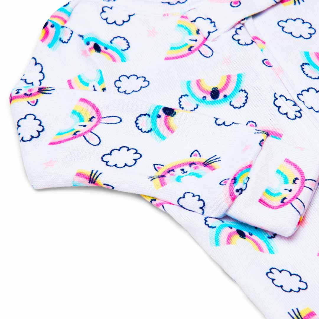 Pointelle Blanket Sleeper for Kids (Infant Girls) in clouds and rainbows pattern by René Rofé