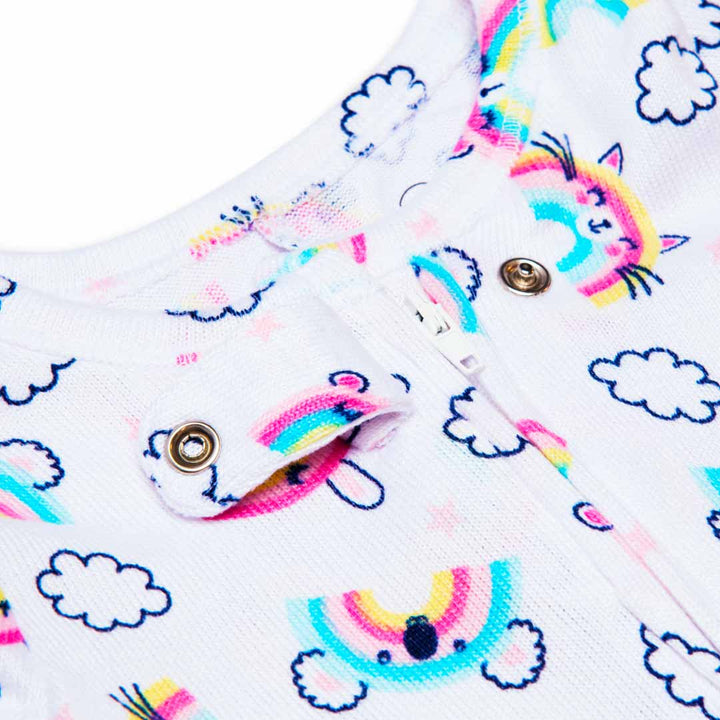 Pointelle Blanket Sleeper for Kids (Infant Girls) in clouds and rainbows pattern by René Rofé