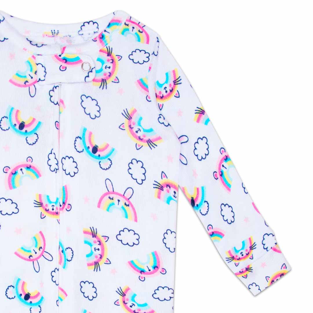 Pointelle Blanket Sleeper for Kids (Infant Girls) in clouds and rainbows pattern by René Rofé