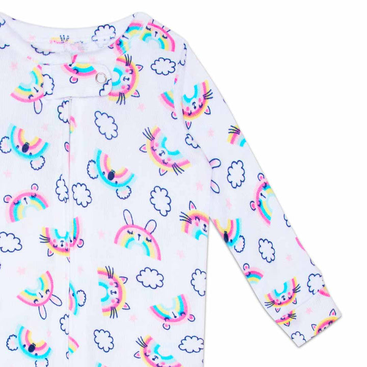 Pointelle Blanket Sleeper for Kids (Infant Girls) in clouds and rainbows pattern by René Rofé
