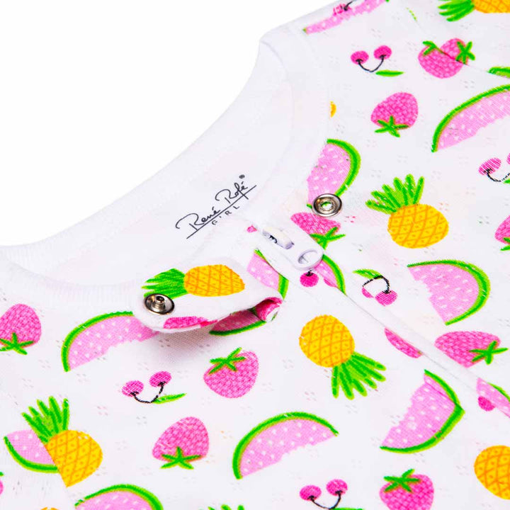 Pointelle Blanket Sleeper for Kids (Infant Girls) in pineapples and cherries pattern by René Rofé