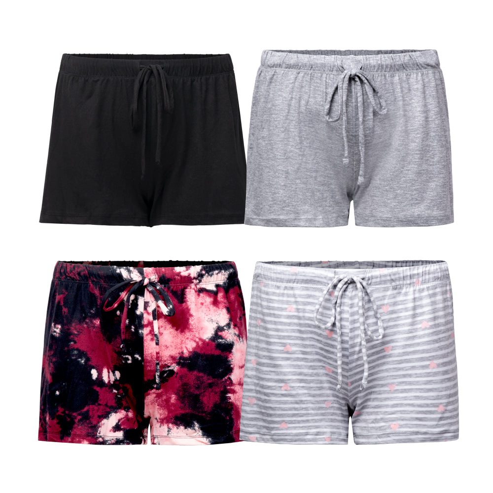René Rofé 4 Pack Yummy Butter Soft Lounge Shorts Black Stripes