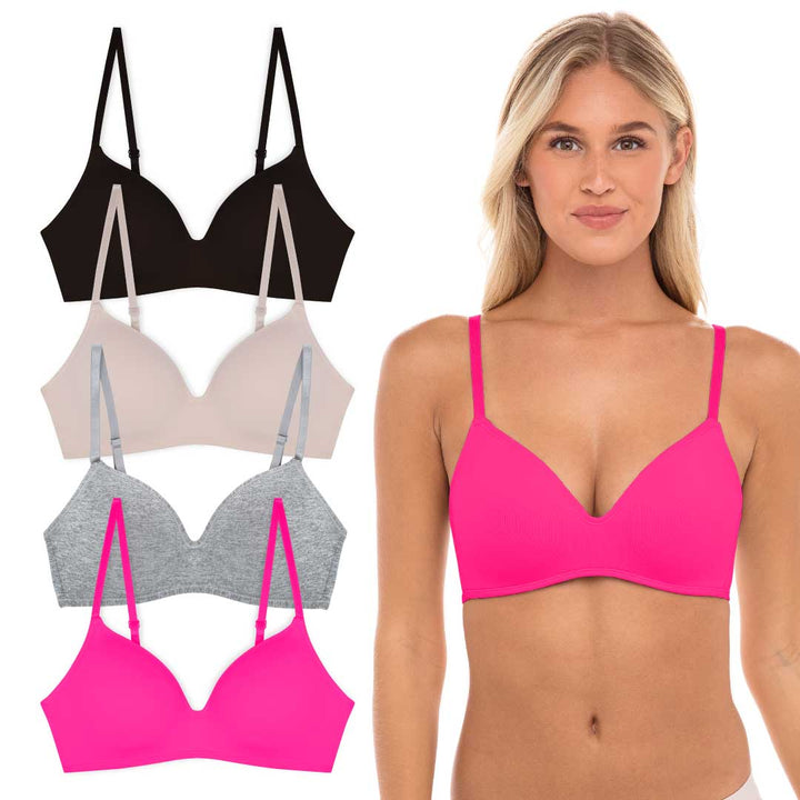 René Rofé Soft Foam Wireless T Shirt Bra 4 Pack